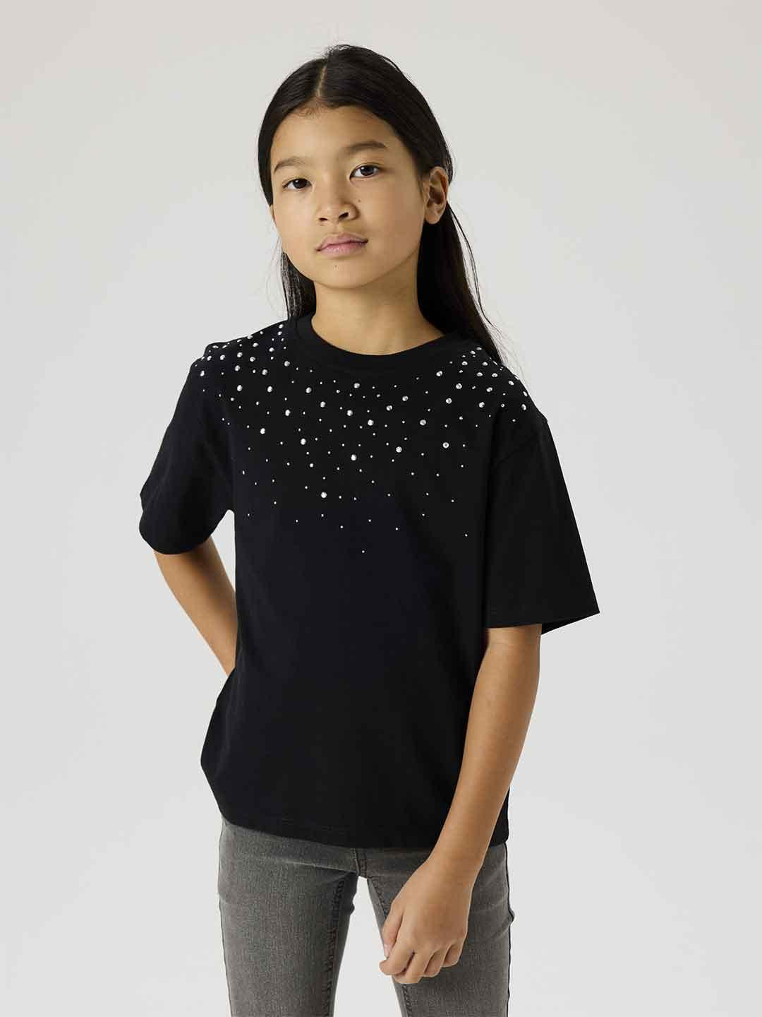 Name It t-shirt kids nero con strass
