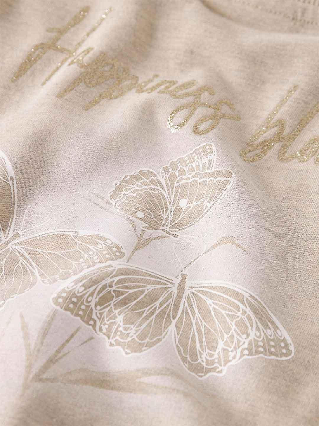 Name It felpa kids beige con stampa glitterata