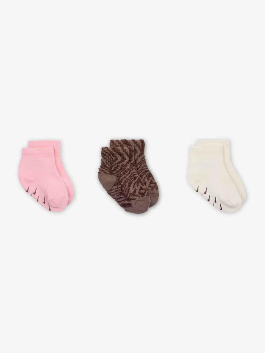 Nike calzini kids marrone e rosa set da 3 paia