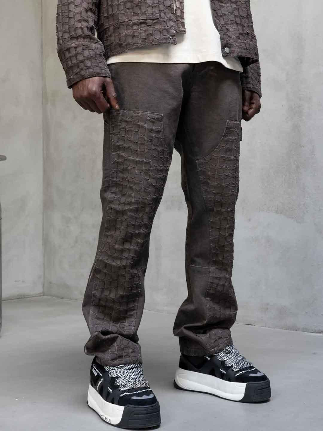 Black Island jeans marrone con motivo geometrico