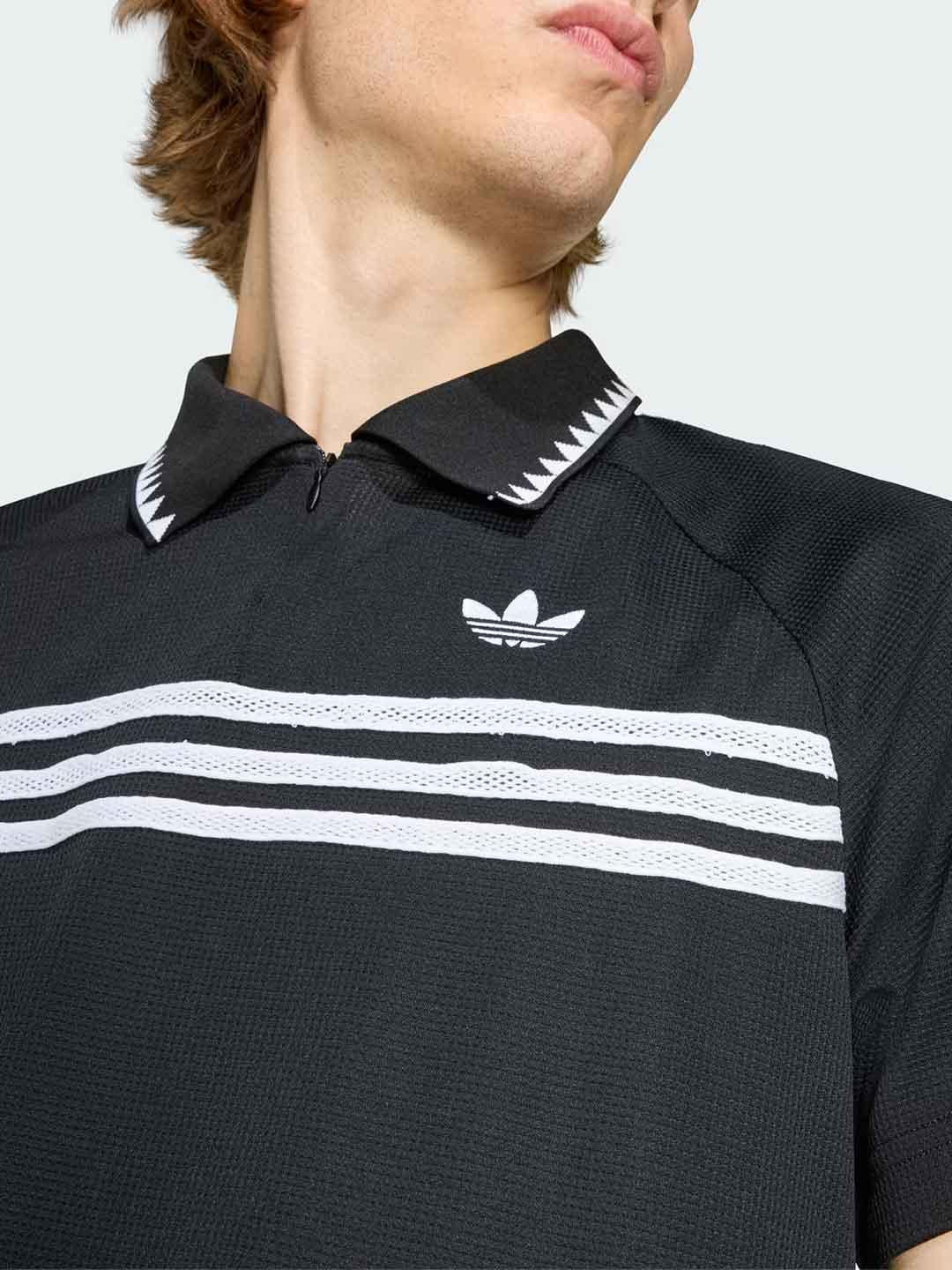 Adidas polo nera e bianco con zip