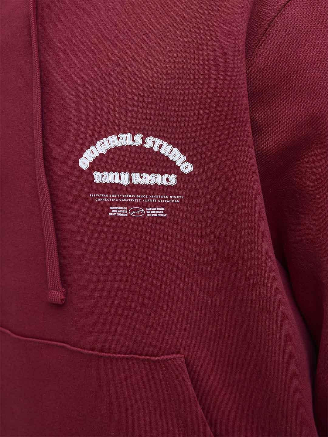 Jack & Jones felpa bordeaux con cappuccio