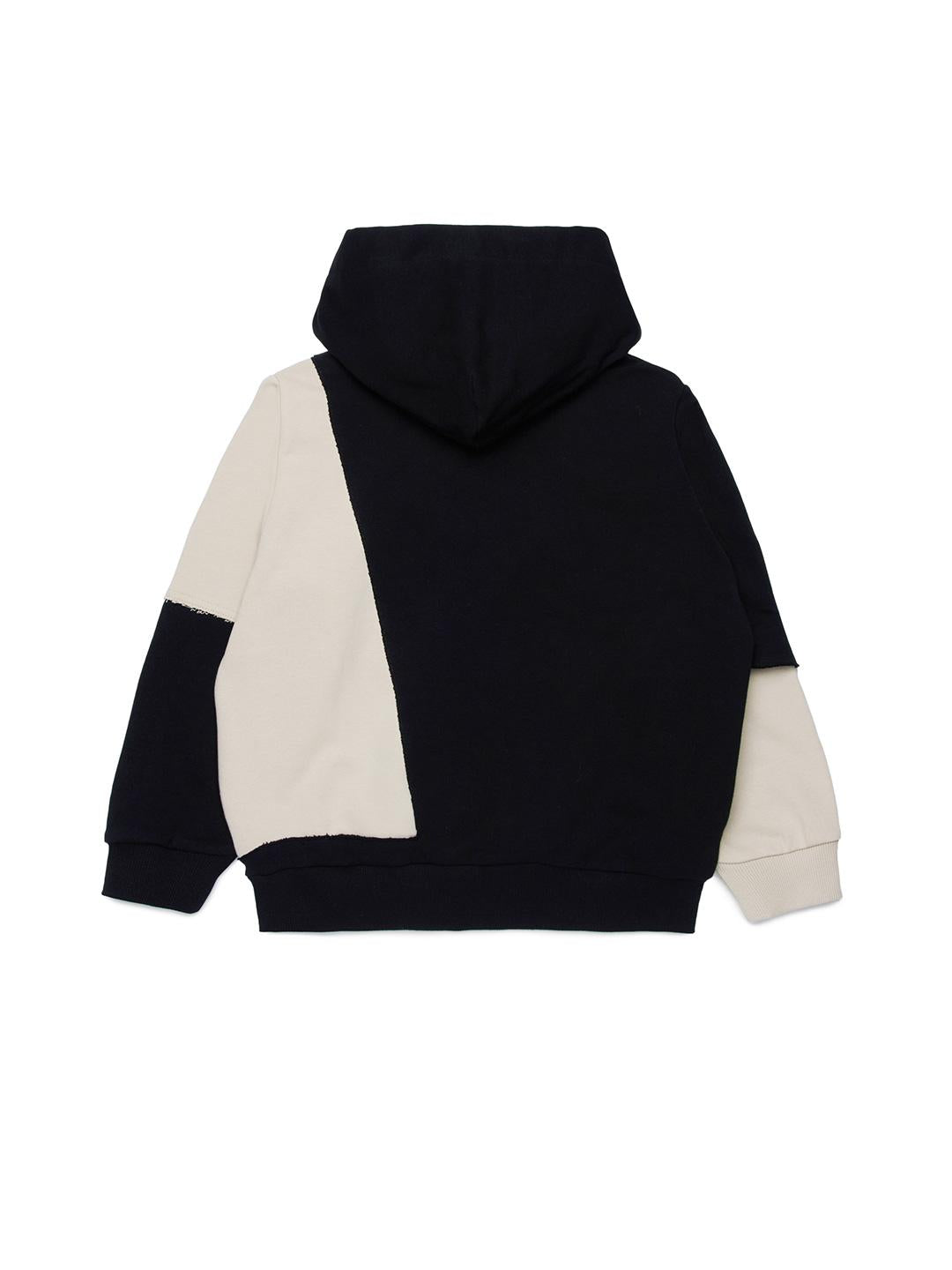 Maison Margiela felpa kids nero e beige con cappuccio