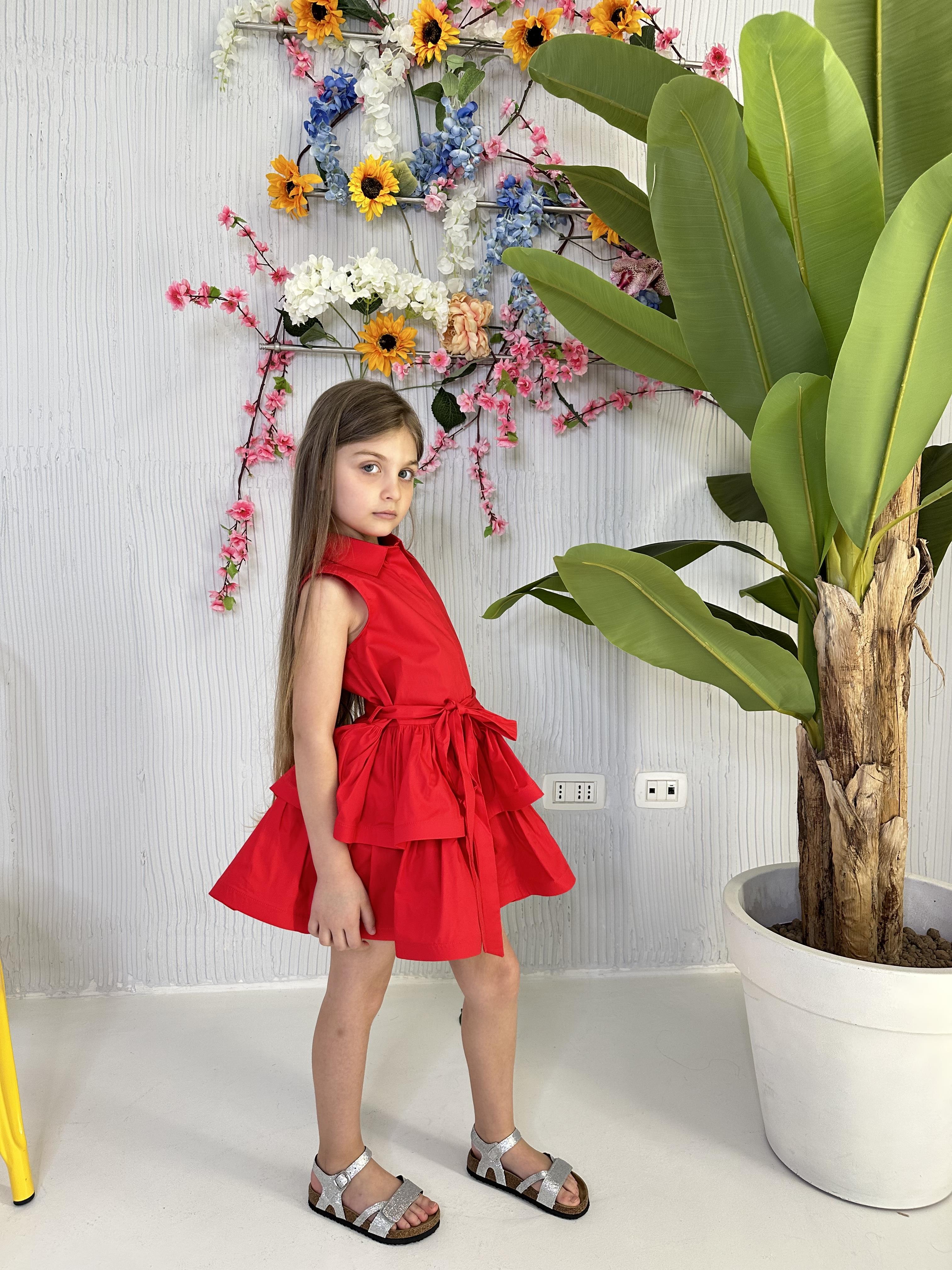 Vicolo abito kids rosso con balze