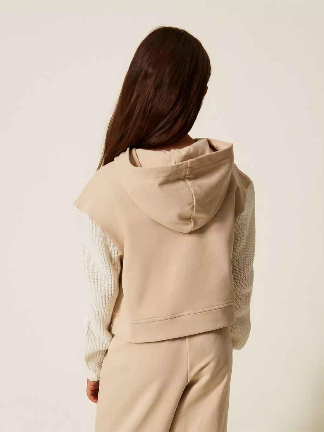Twinset felpa kids beige con cappuccio