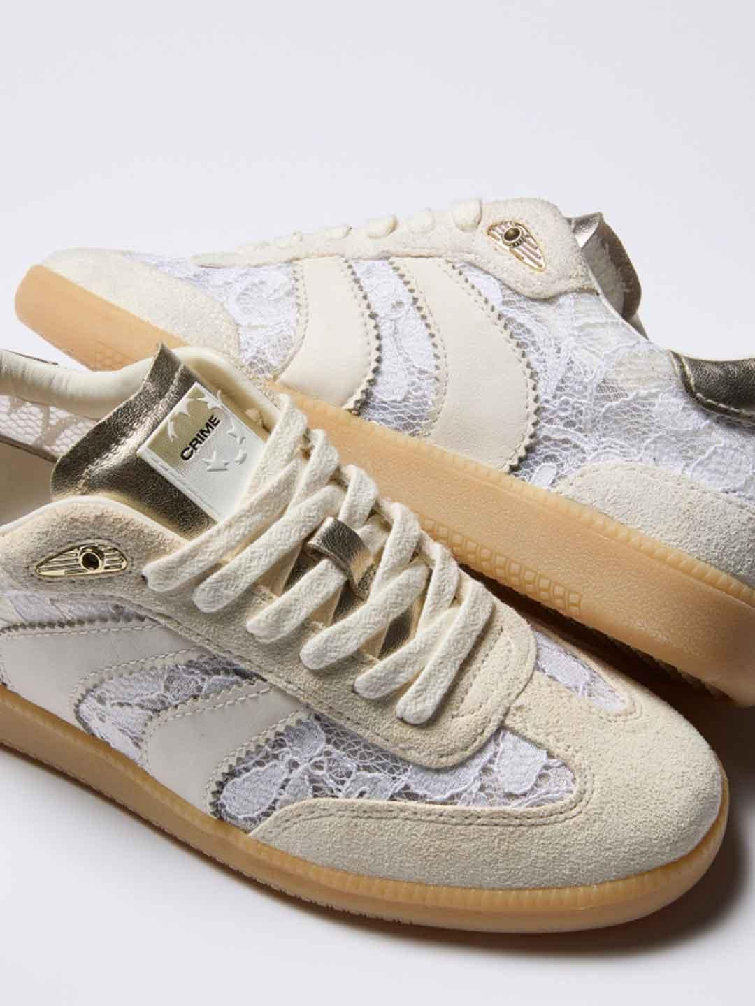 Crime Wembley sneakers bianco con merletto