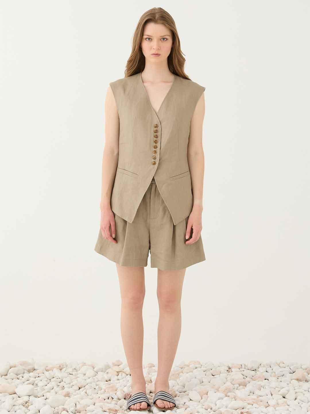 Eleh gilet beige in lino