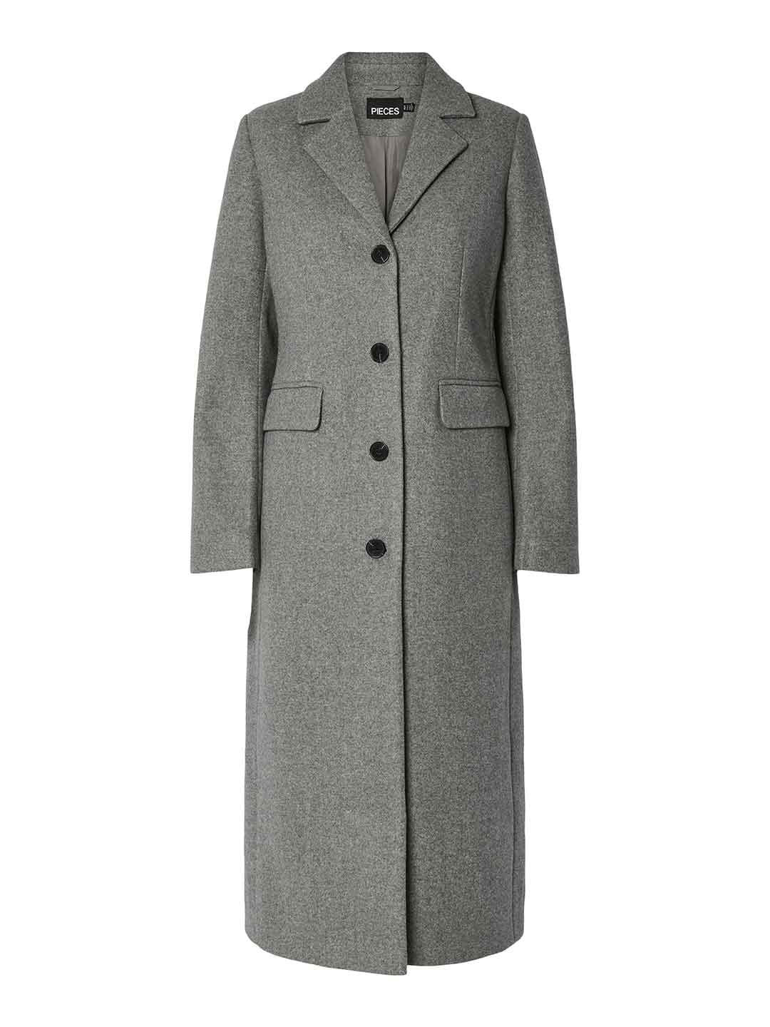 Pieces cappotto grigio lungo