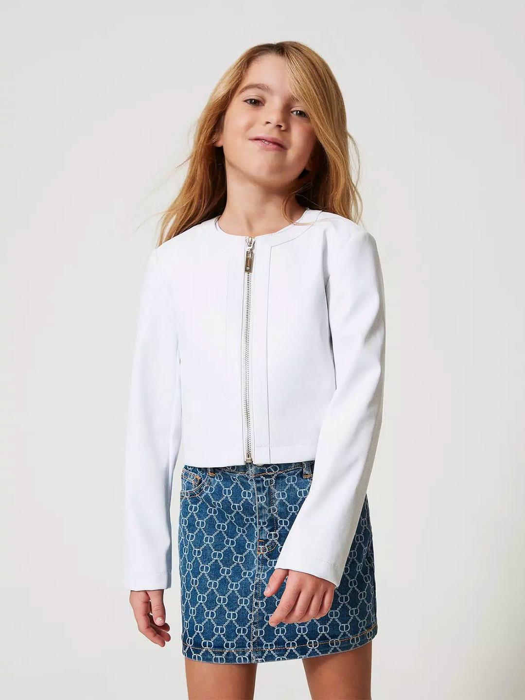 Twinset t-giubbino kids bianco effetto pelle