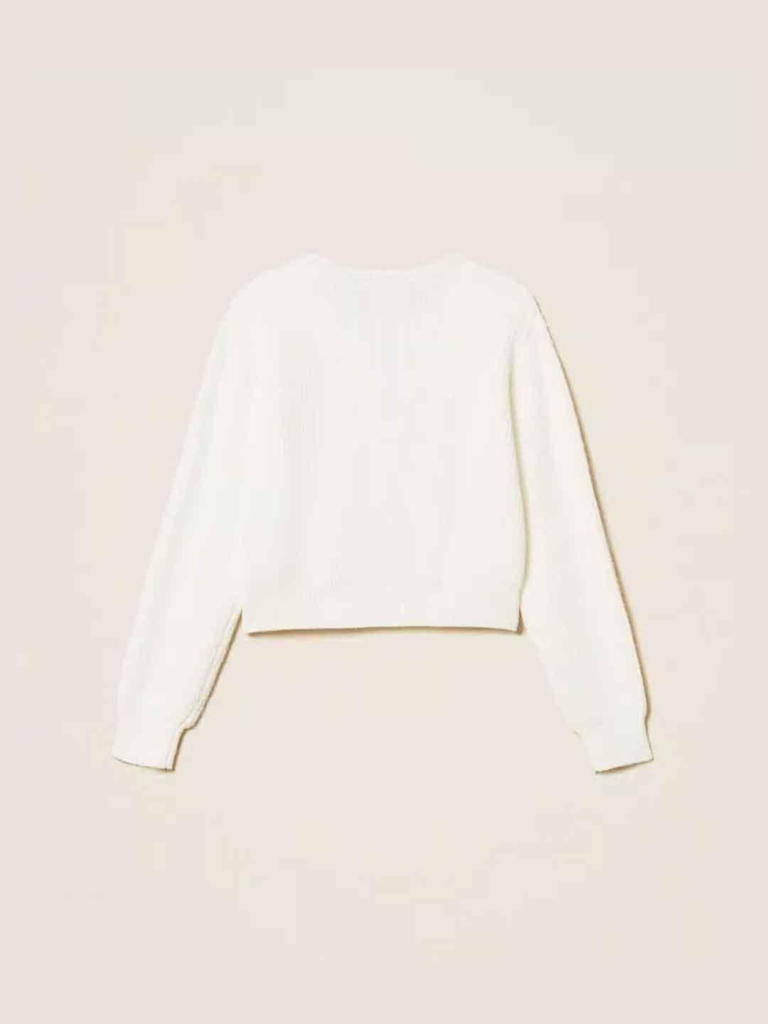 Twinset maglione kids bianco con grafica nera