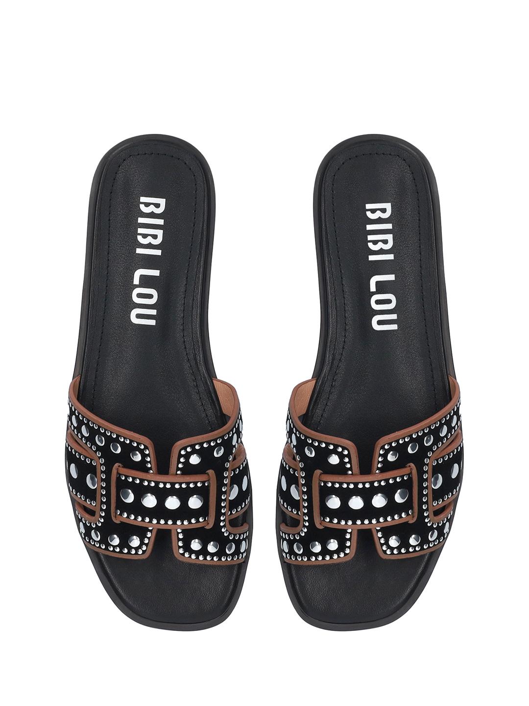 Bibi Lou Holly Flat sandali nero con borchie