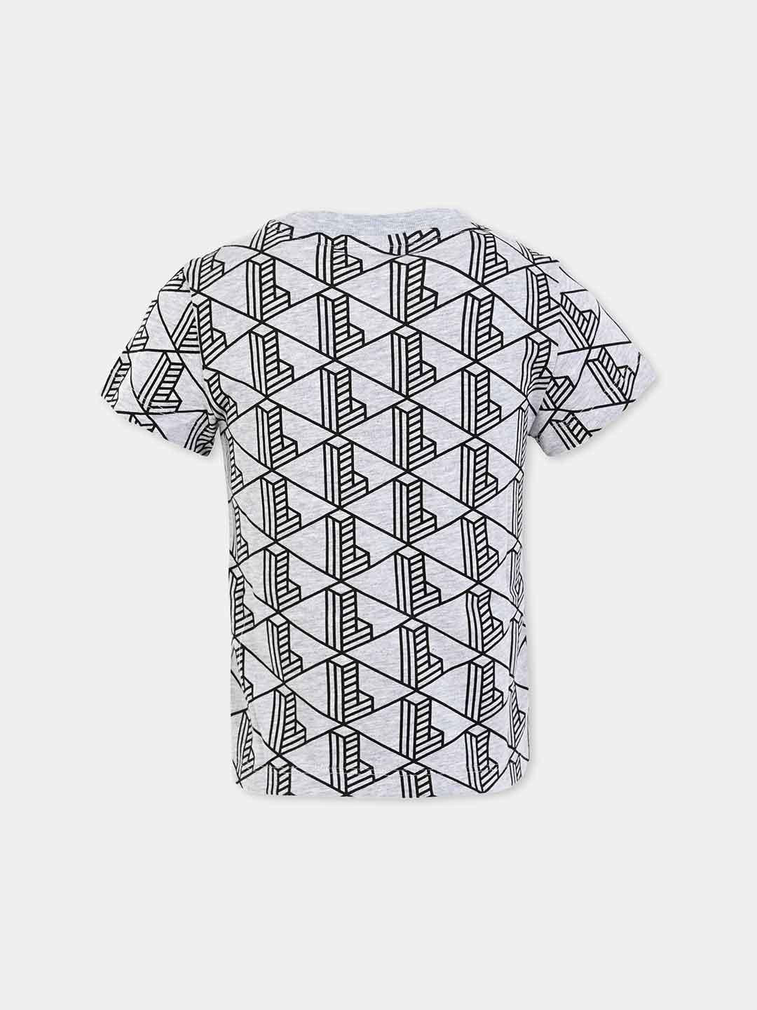 Lacoste t-shirt kids grigio multilogo