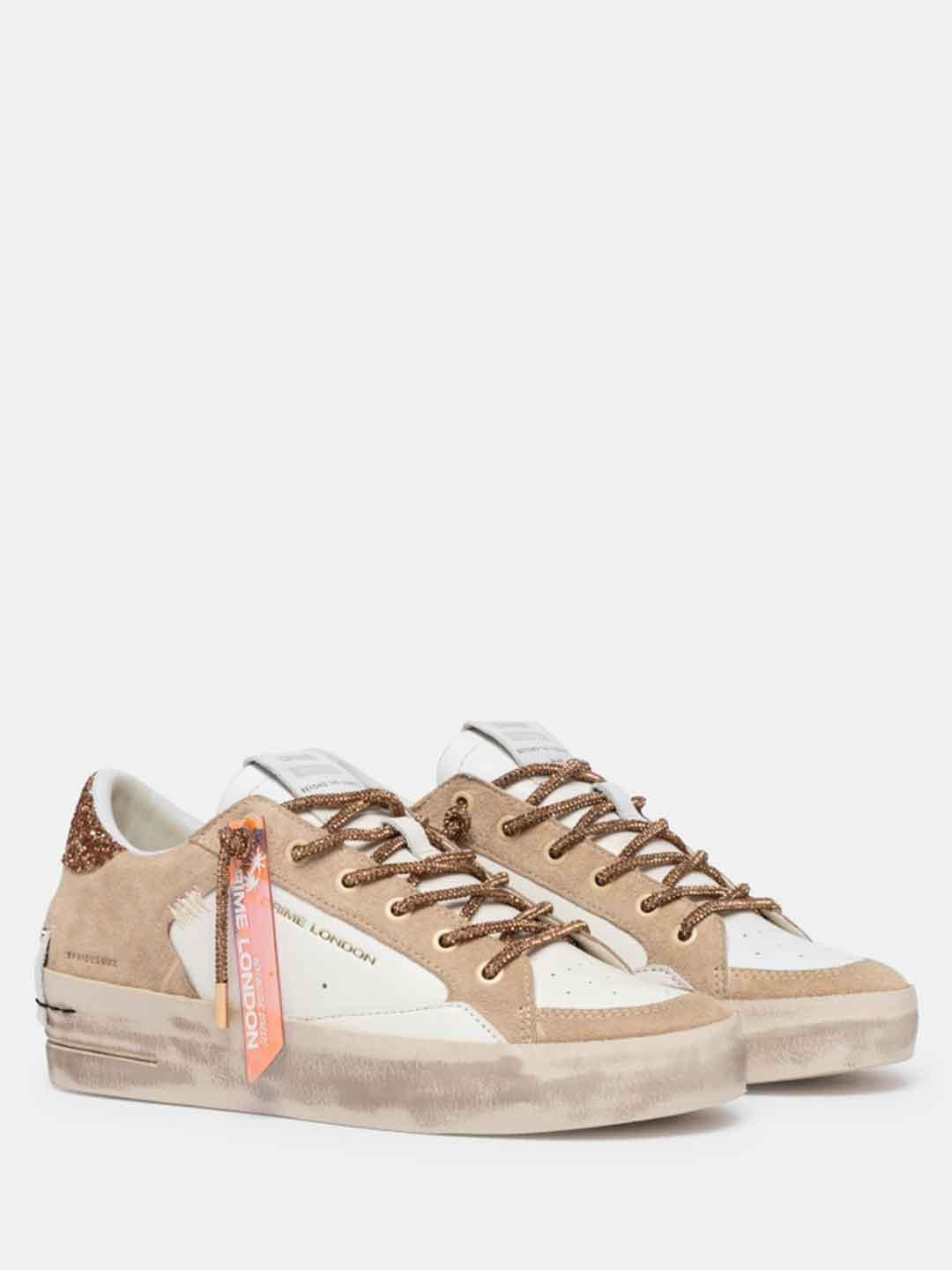 Crime Sk8 Deluxe Wedge sneakers bianco con lacci in strass