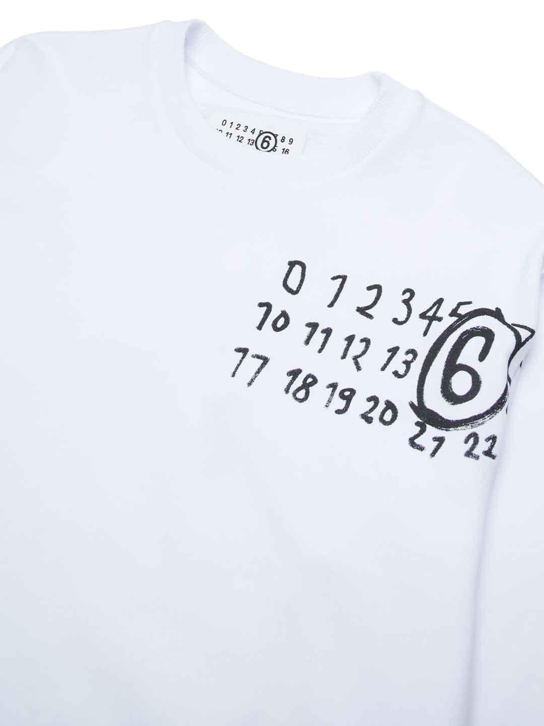 Maison Margiela felpa bianco con logo numerico