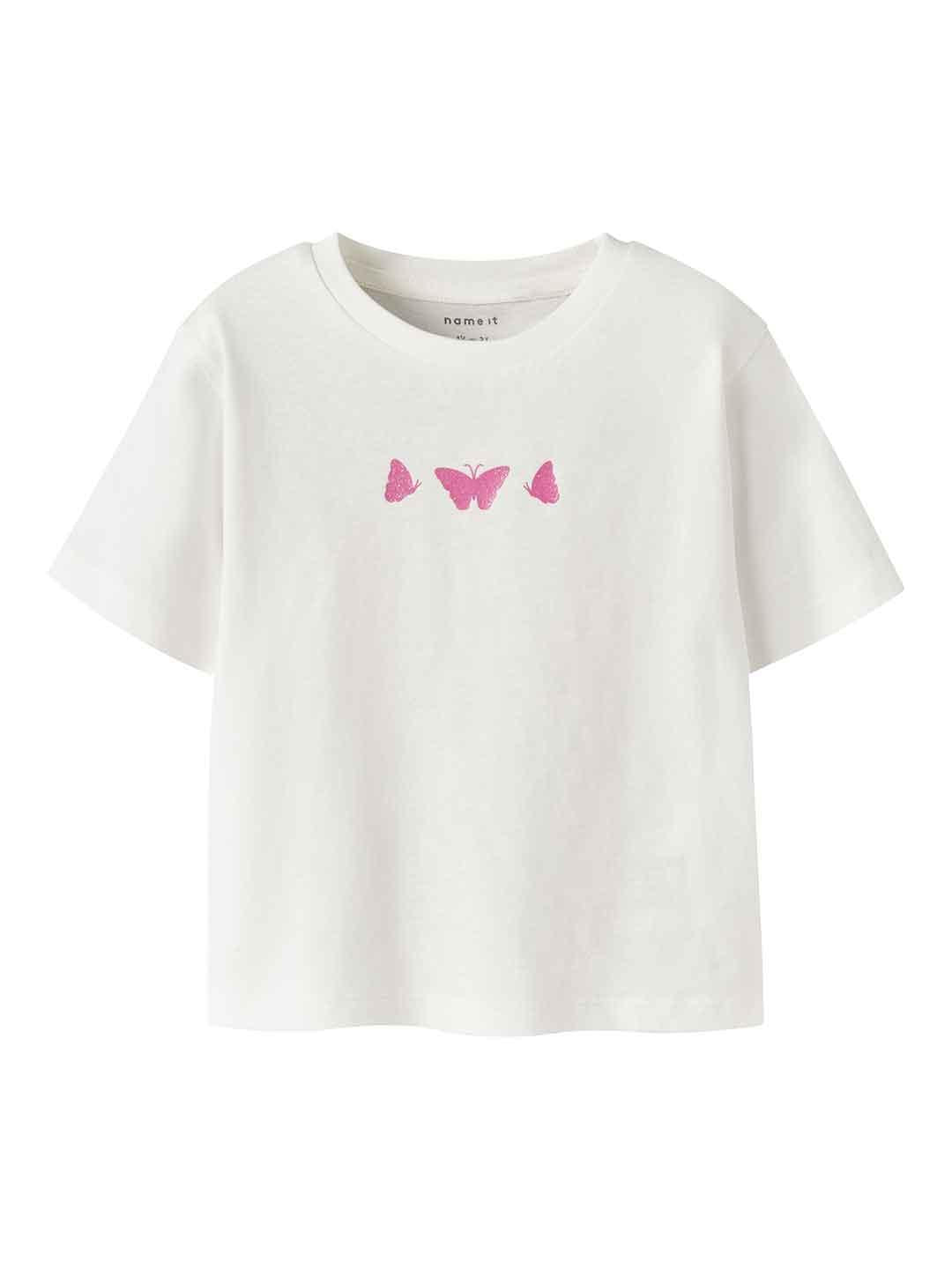 Name It t-shirt kids bianco con stampa farfalle
