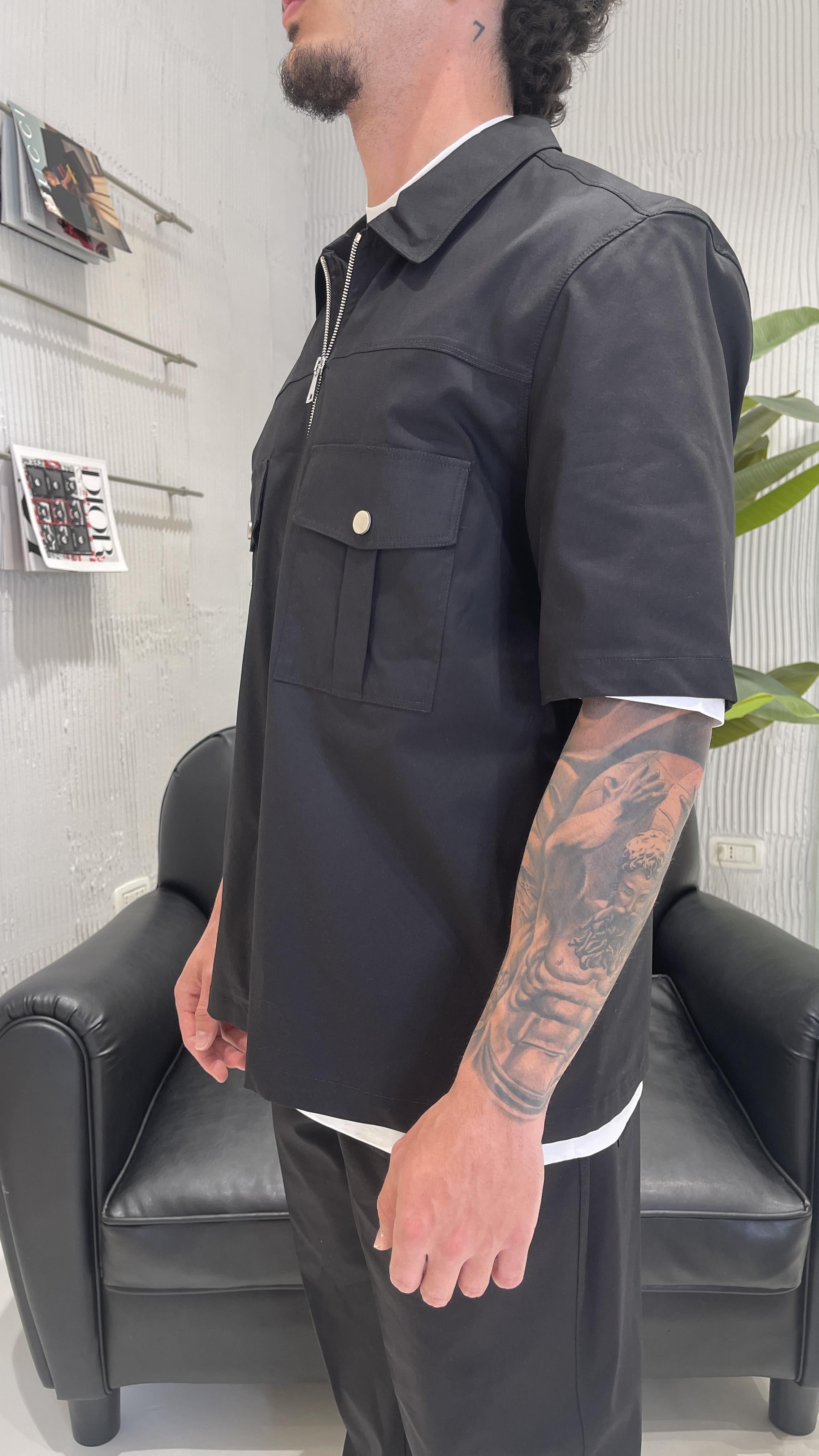 Pret A Porter camicia nero con tasconi <BR/>