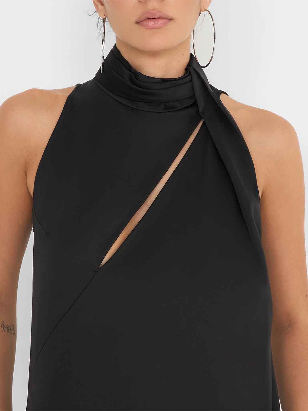 Silence top nero in raso