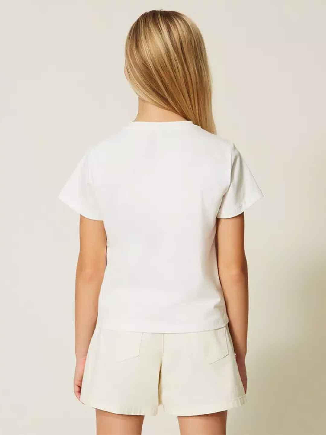 Twinset t-shirt kids bianco con ricamo