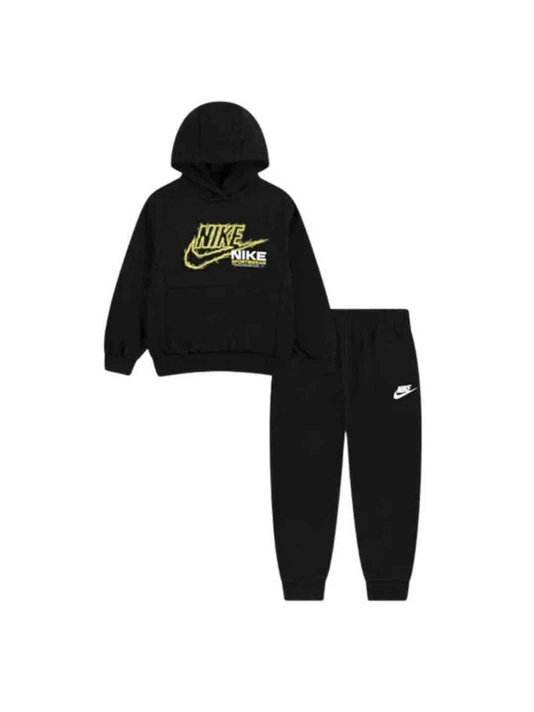 Nike coordinato kids nero con logo giallo