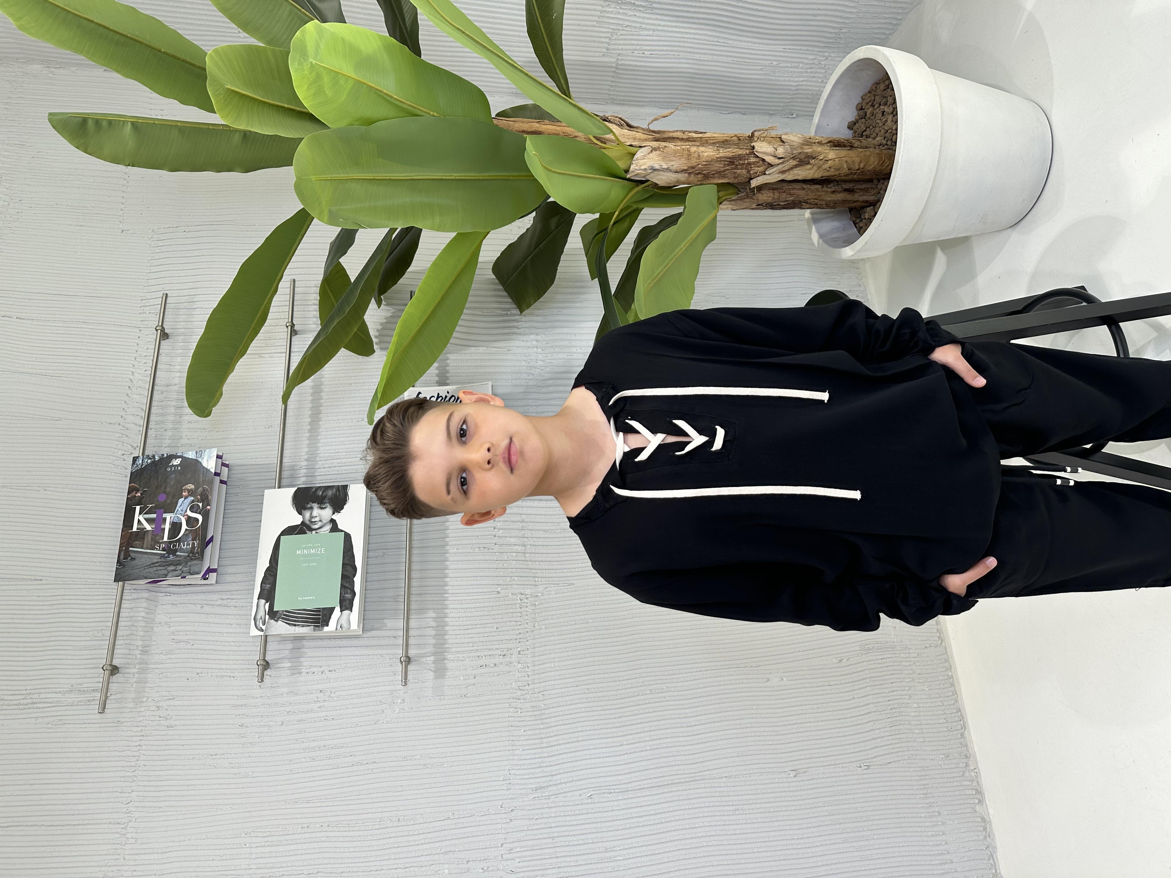 Louis Dieudonne' t-shirt kids nero con laccio