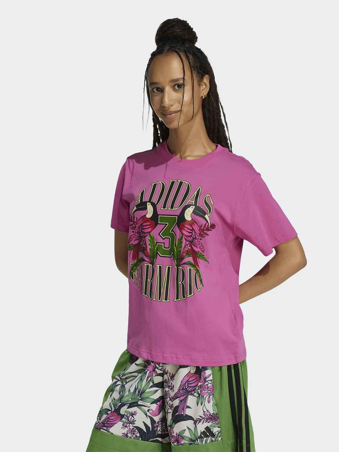 Adidas t-shirt rosa con grafica
