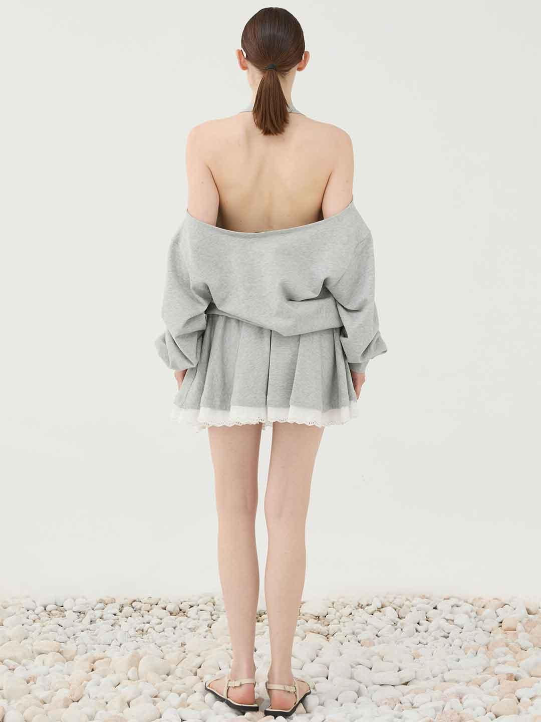 Eleh felpa grigio con scollo incorciato