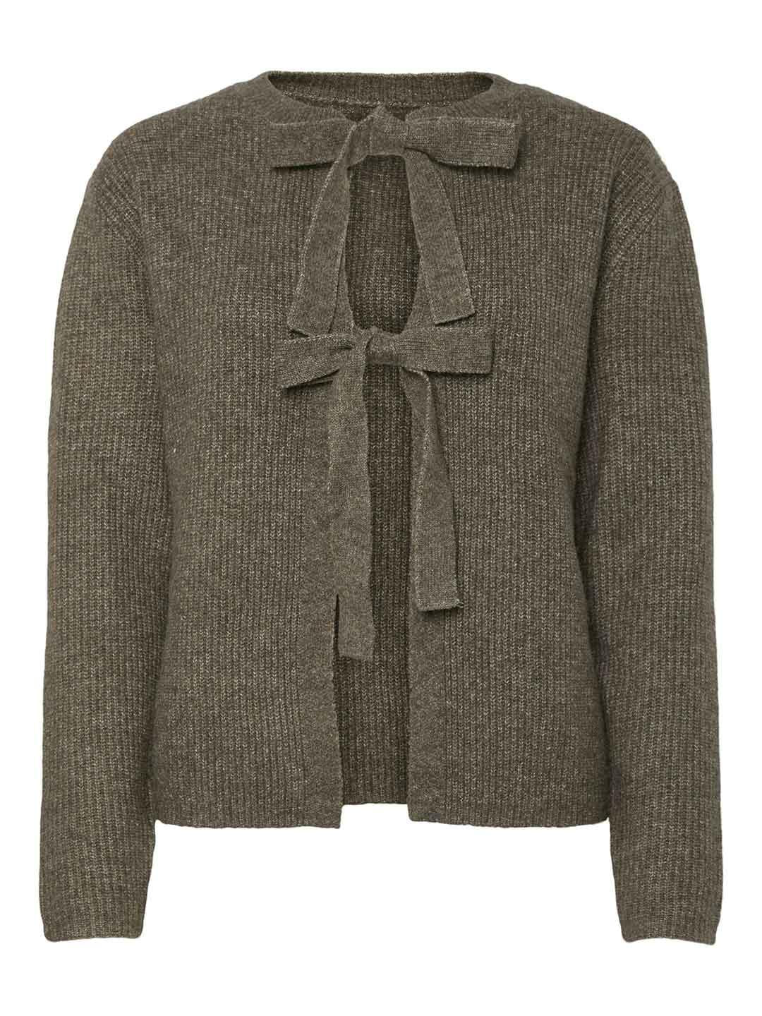 Pieces maglione marrone con fiocchi
