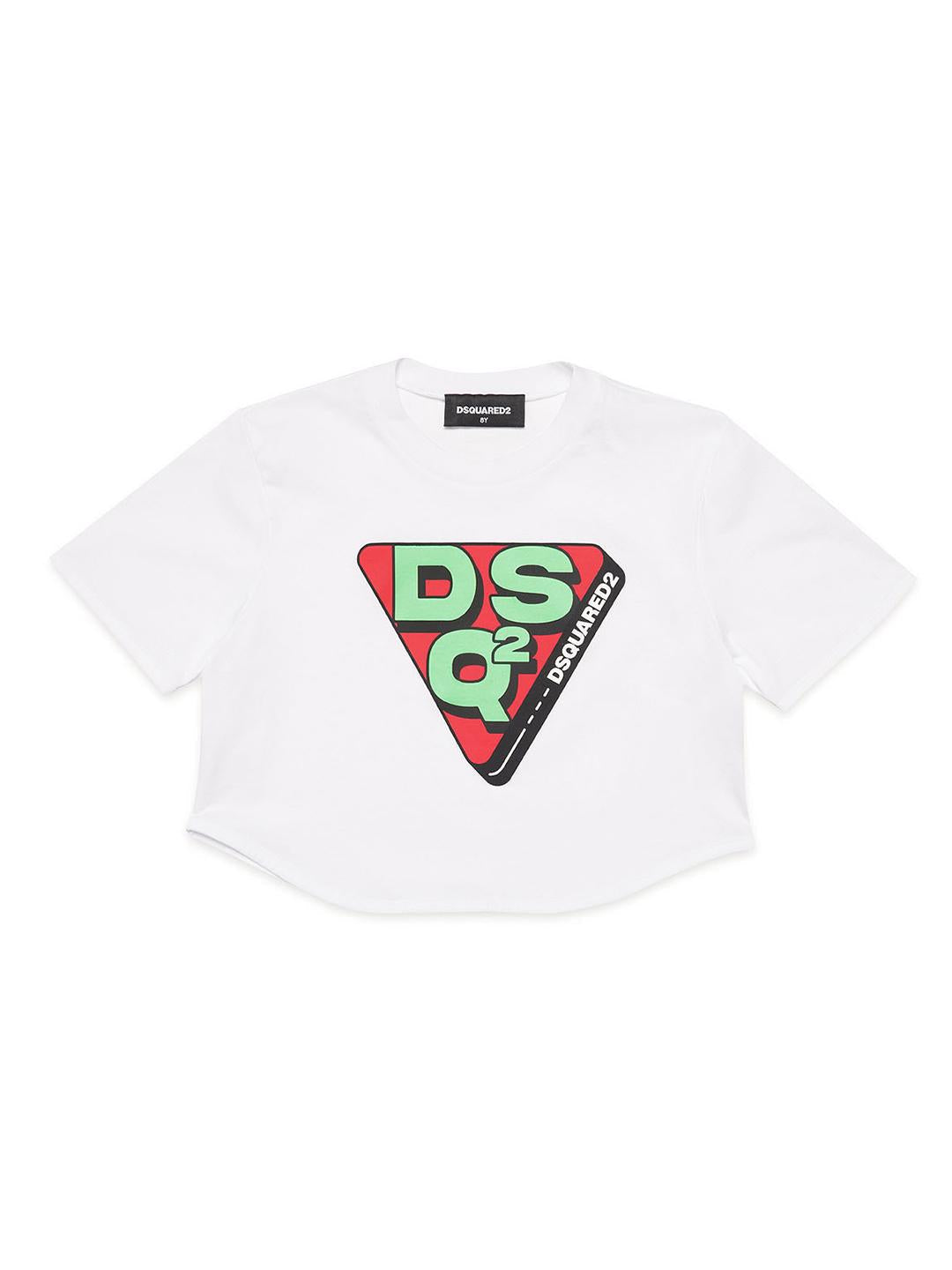 Dsquared 2 t-shirt kids bianco con logo centrale