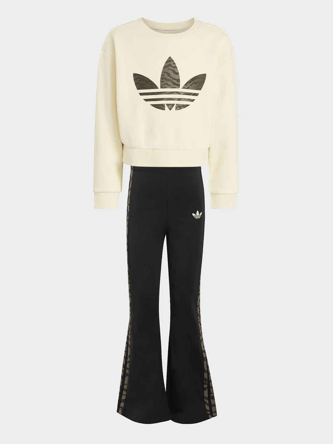 Adidas coordinato kids panna con logo zebrato