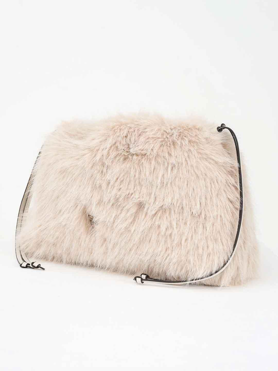 Pinko Maxi Clutch borsa panna con pelliccia