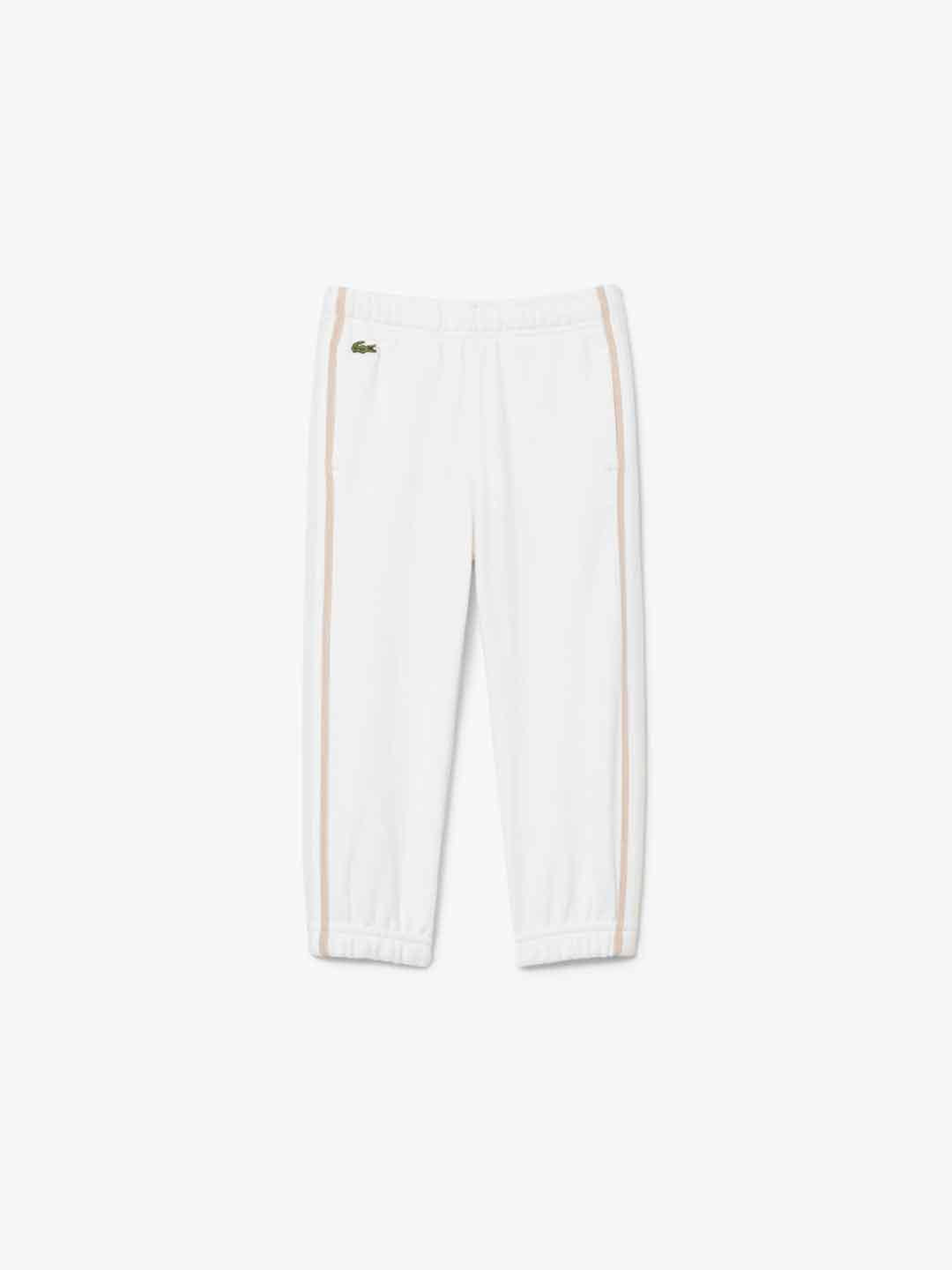 Lacoste pantalone kids panna con bande