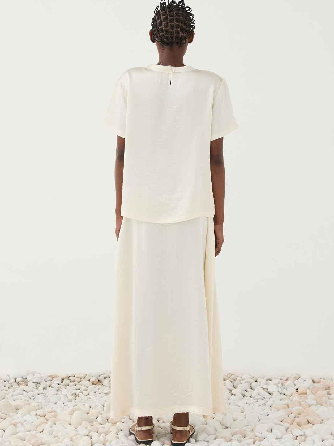 Eleh t-shirt panna in raso