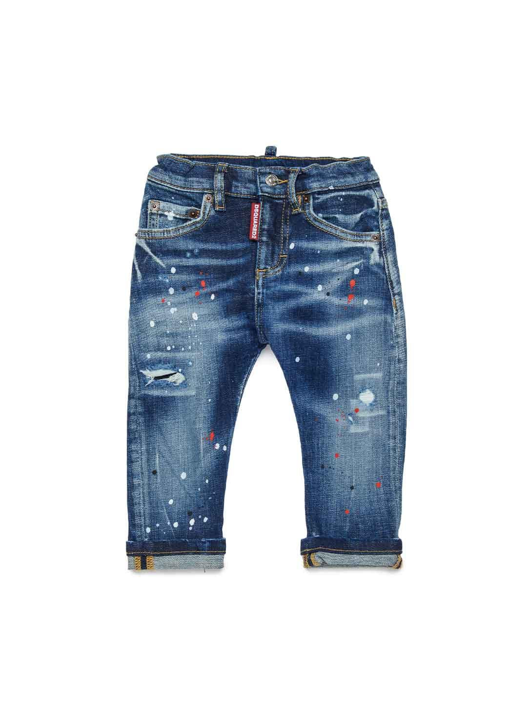 Dsquared 2 jeans kids blu effetto pittura