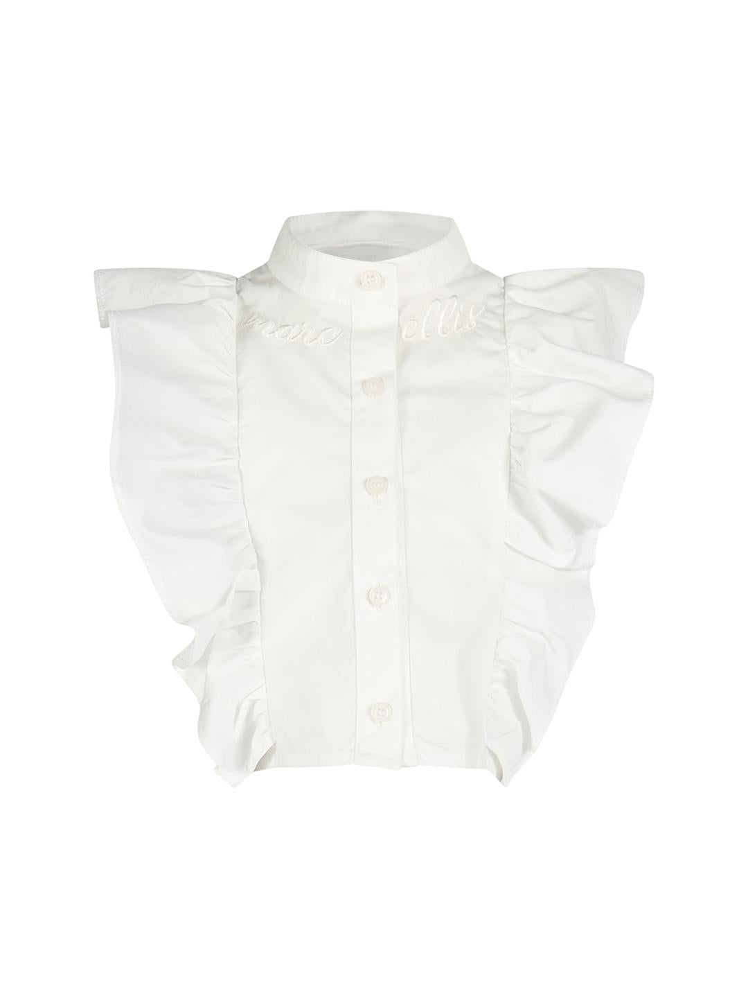Marc Ellis camicia kids bianco con volant e logo