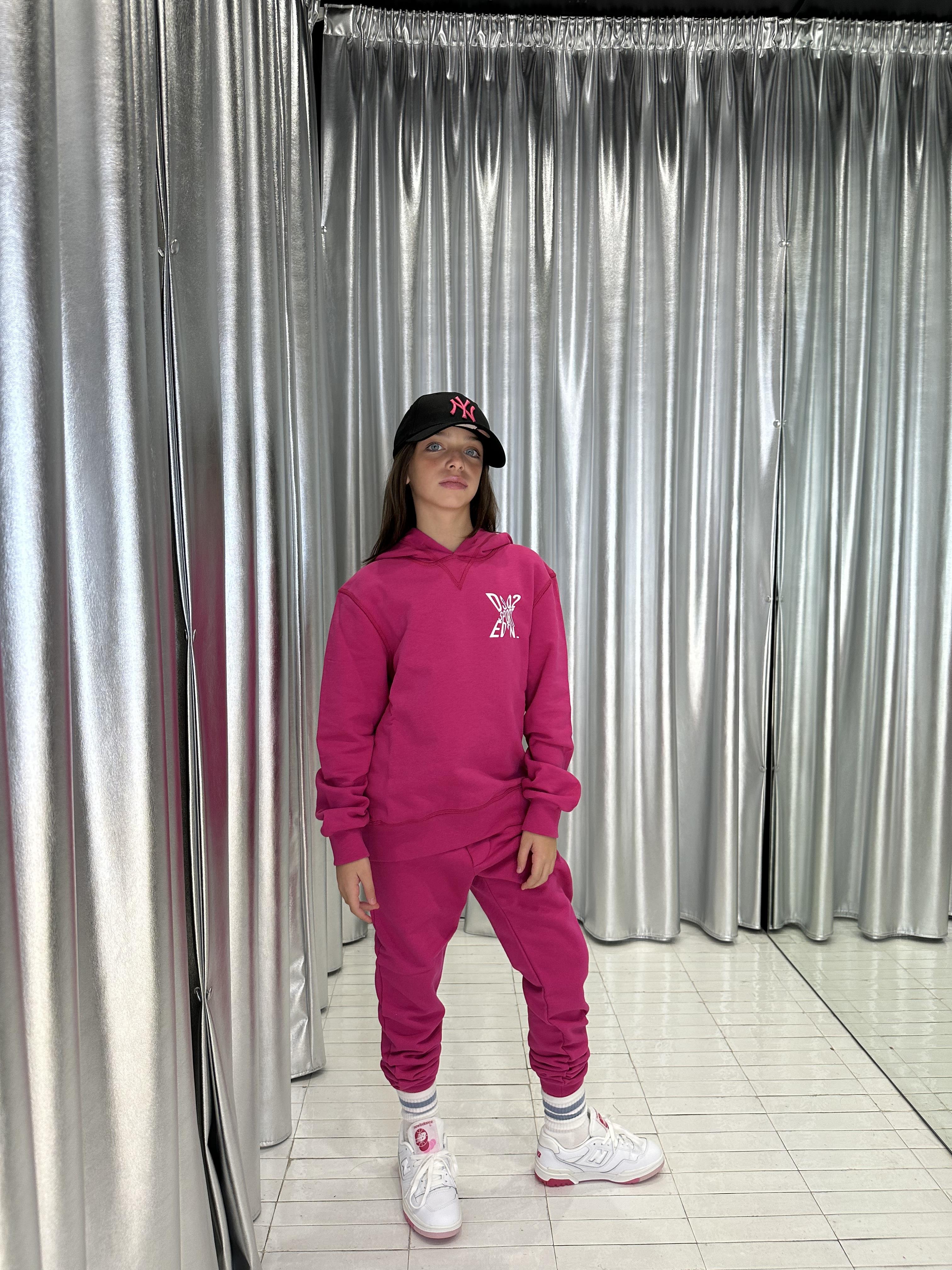 Dsquared 2 felpa kids fucsia con cappuccio