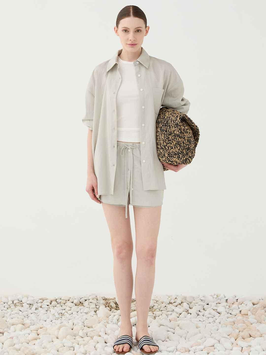 Eleh shorts beige con righe bianche