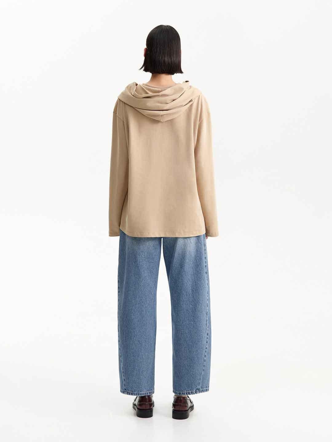 Eleh felpa beige con manica sulle spalle