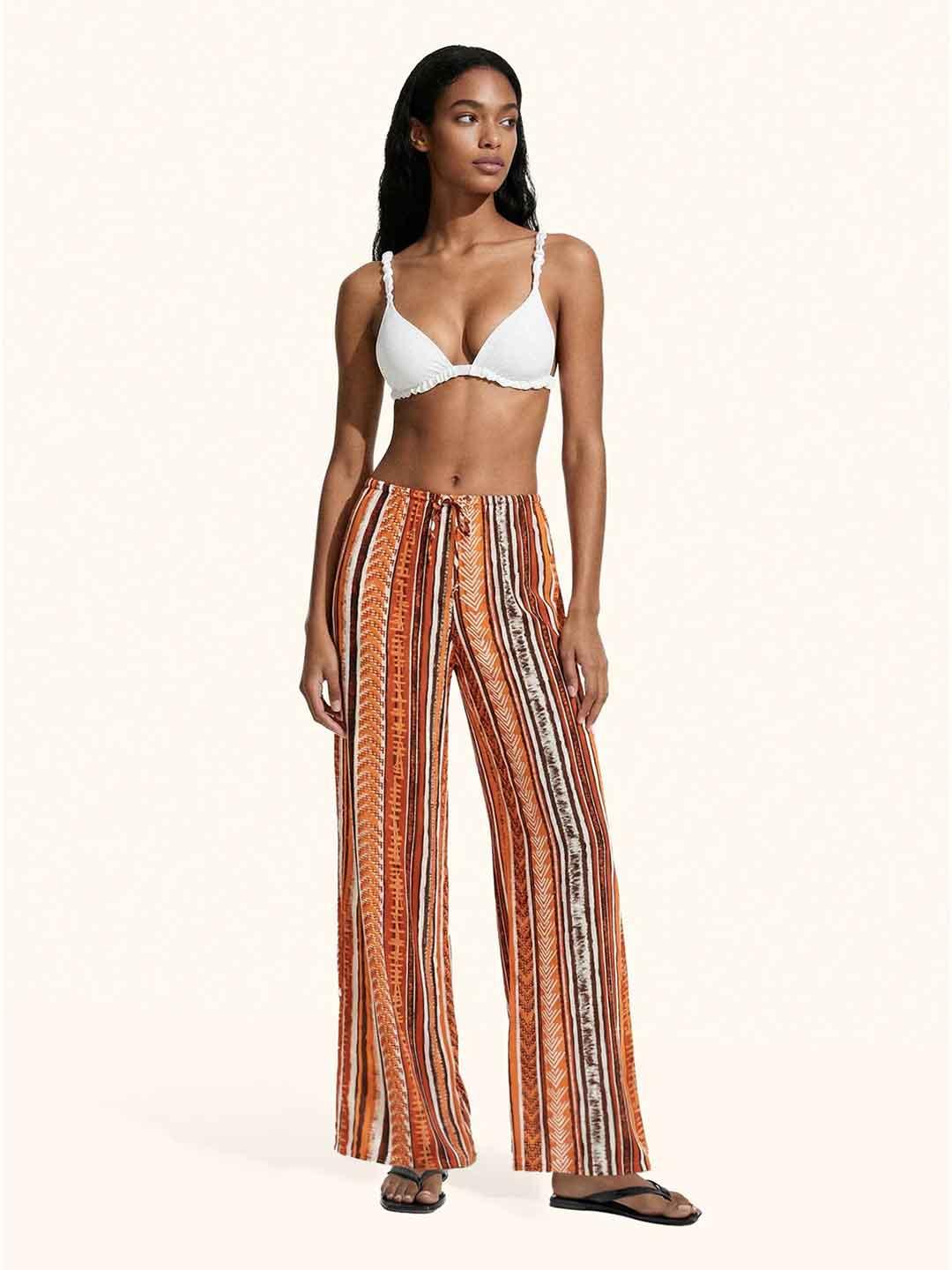 Me Fui pantalone arancio a fantasia