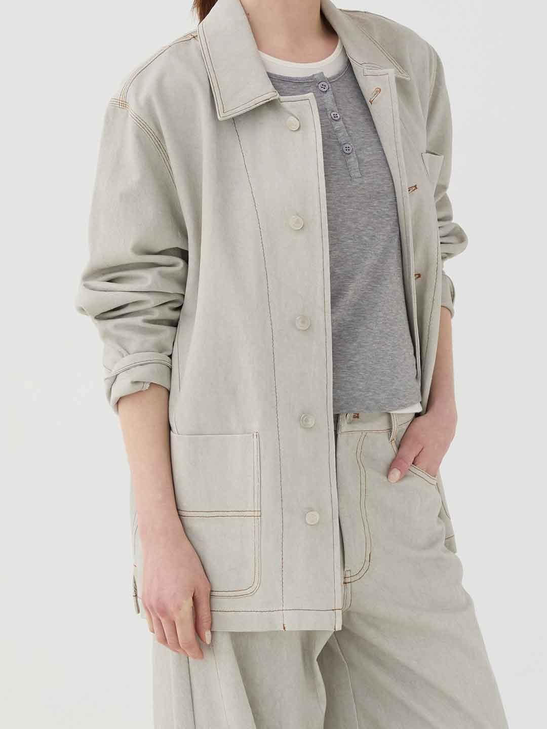 Eleh camicia grigio con tasche