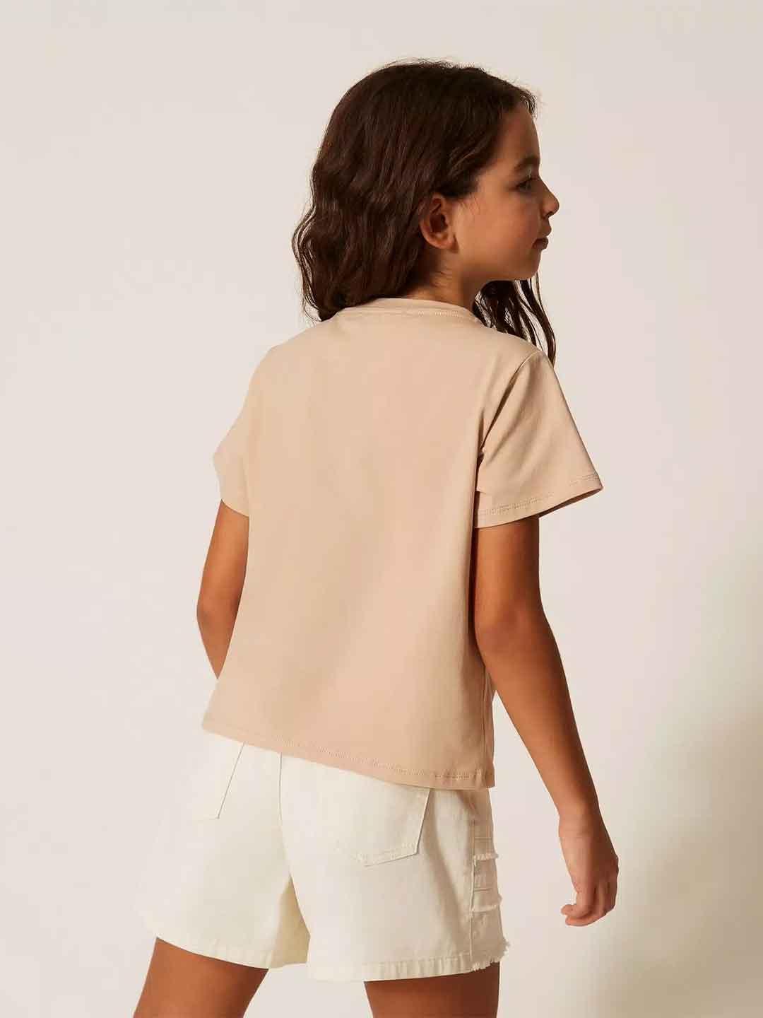 Twinset t-shirt kids beige con ricamo