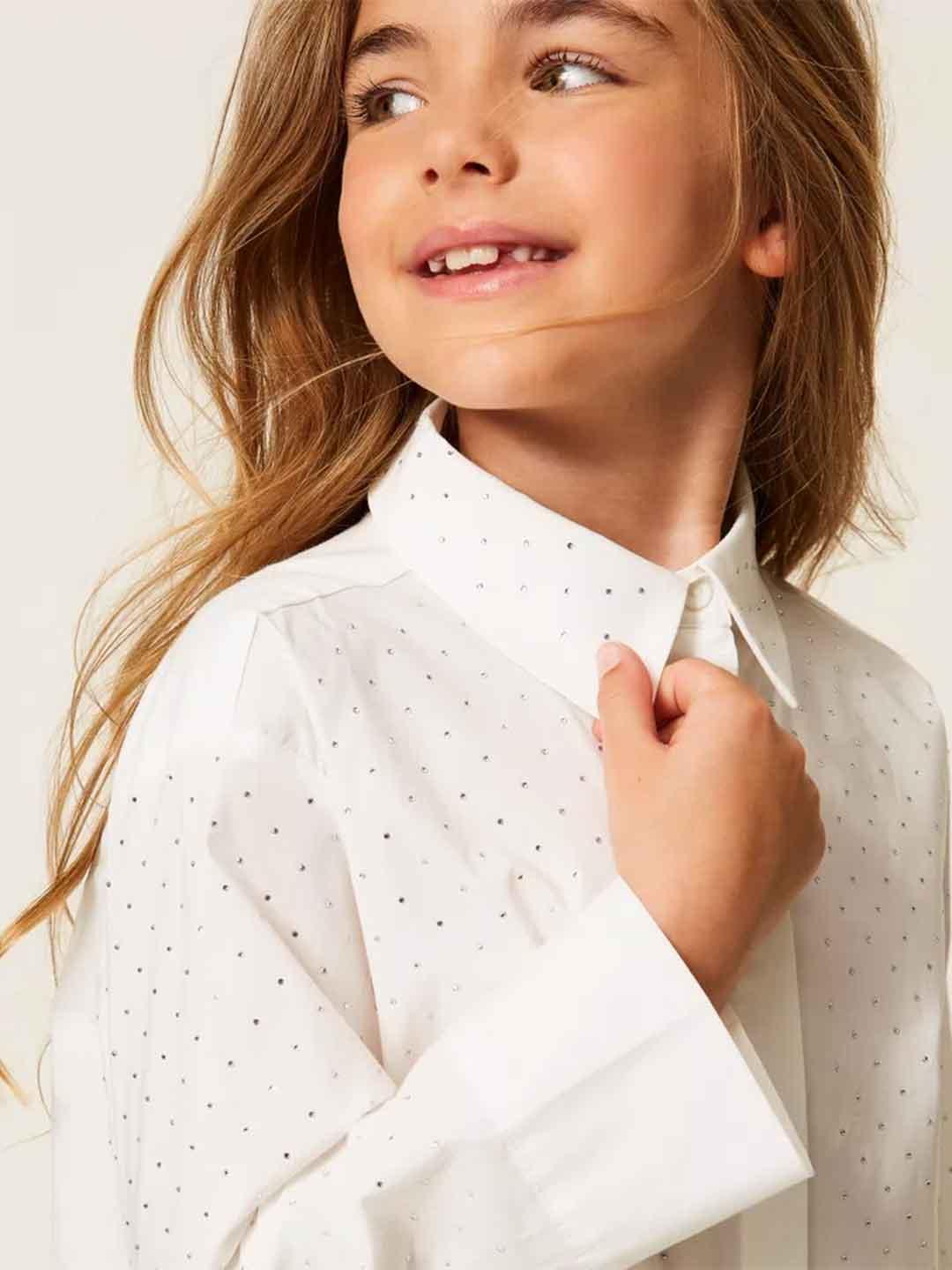 Twinset camicia kids bianco con strass