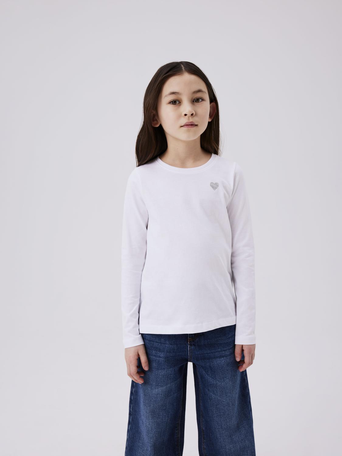Name It maglia kids bianco con cuore glitterato