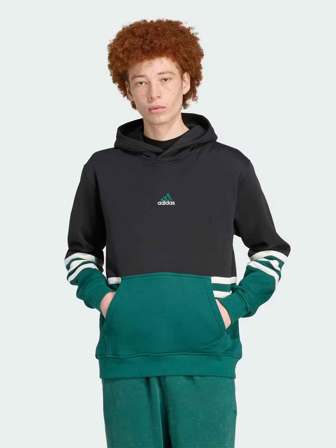 Adidas felpa nero con logo verde