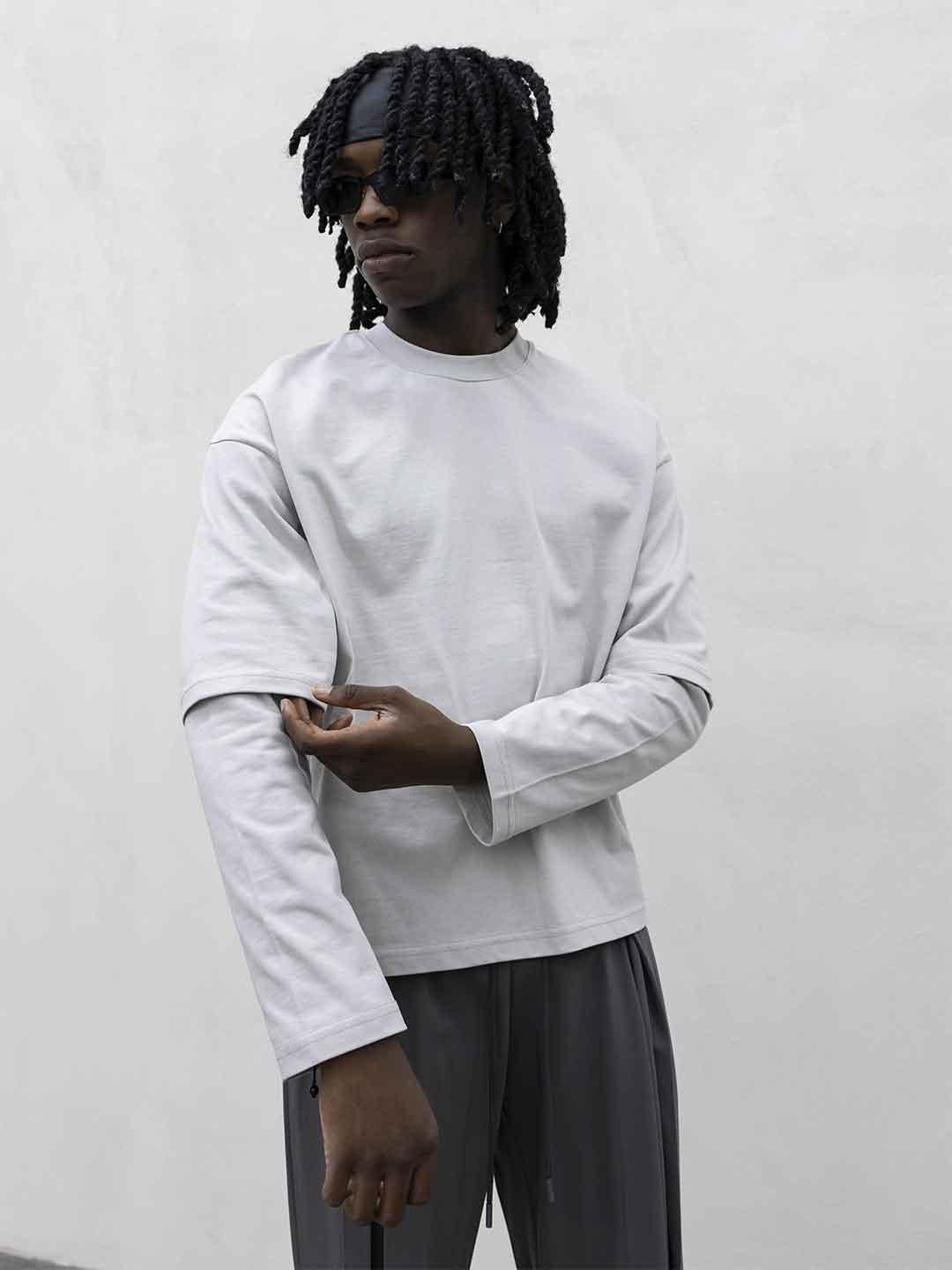 Present Day t-shirt grigio manica lunga