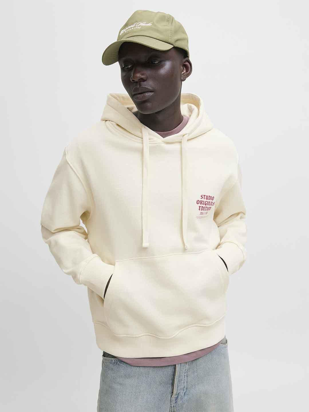 Jack & Jones felpa panna con cappuccio