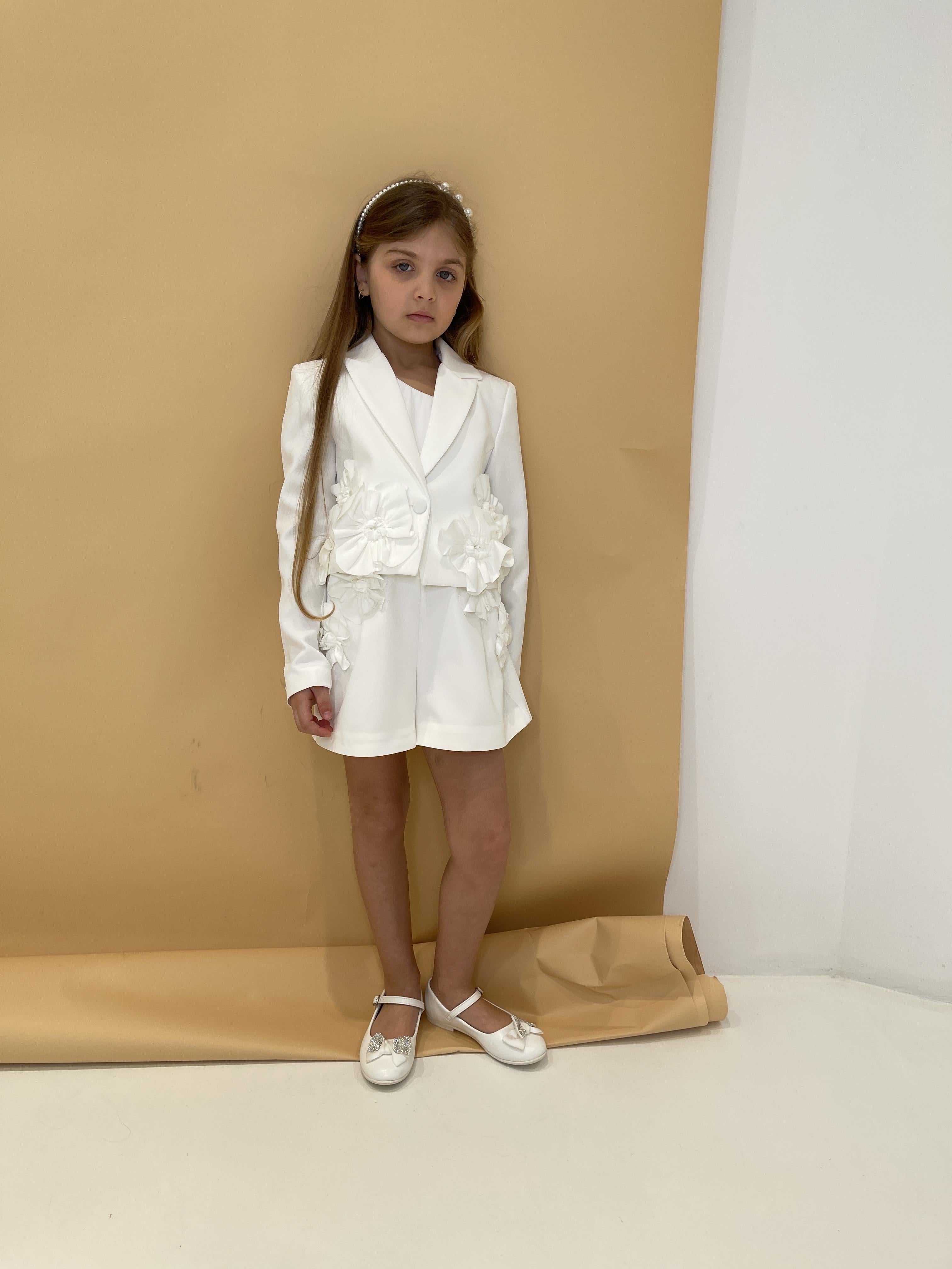 Fun & Fun tuta kids bianco con fiori