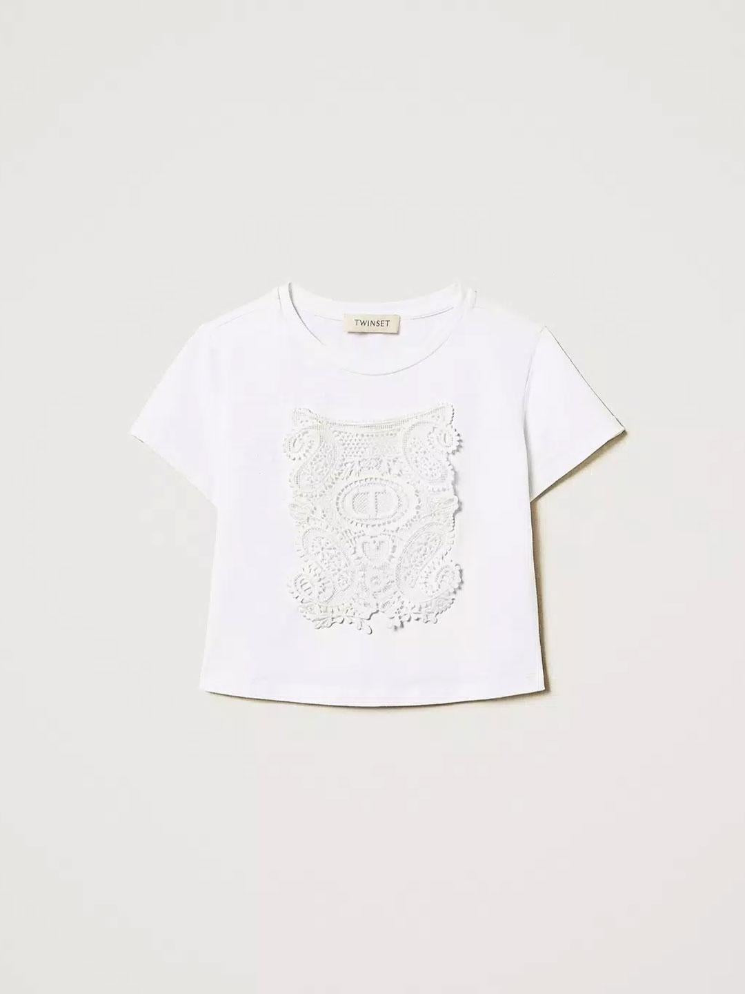 Twinset t-shirt kids bianco con pizzo