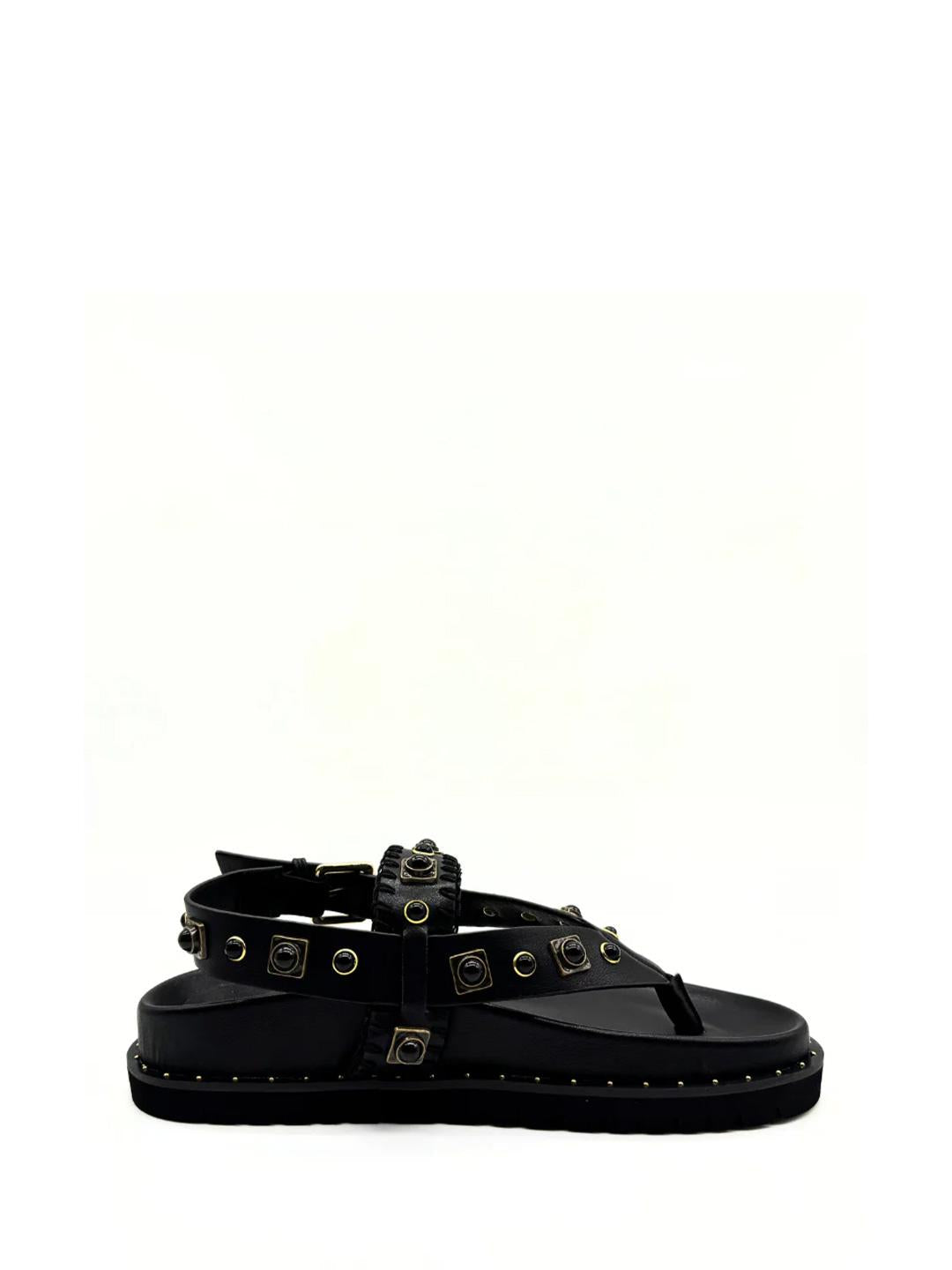Bibi Lou Oda infradito nero con borchia nero