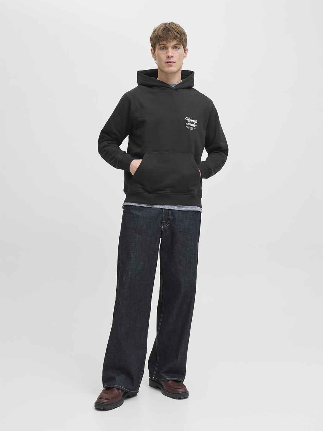 Jack & Jones felpa nero con cappuccio