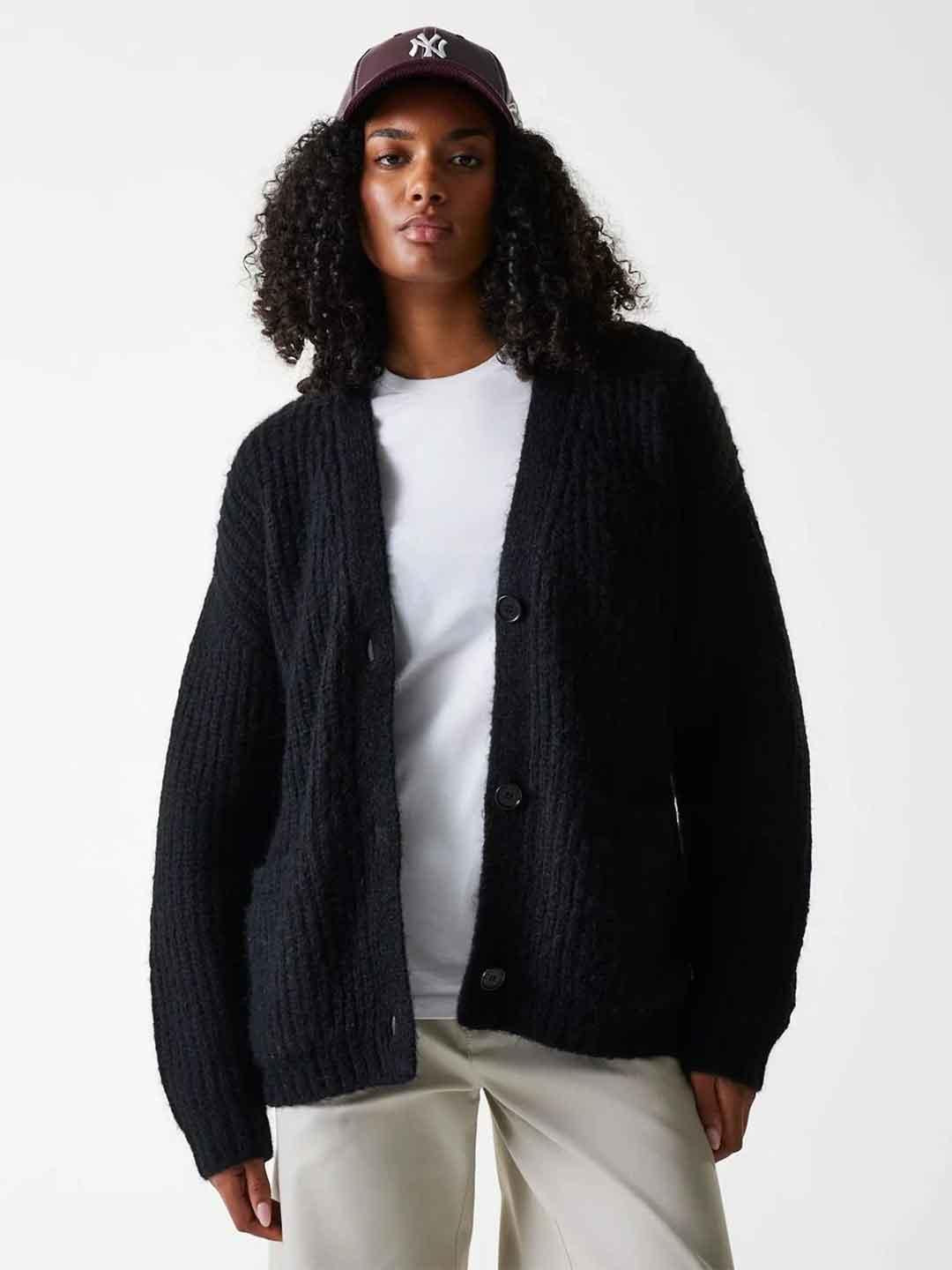 New Era cardigan nero NY con logo nero